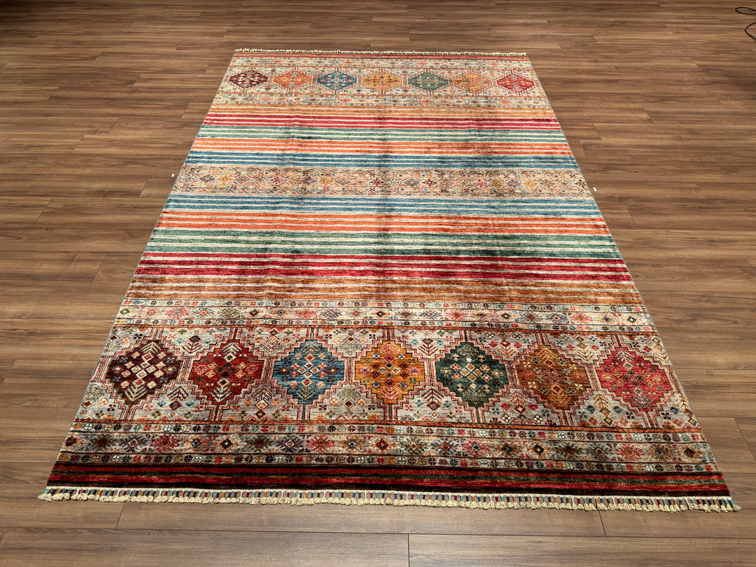 Khorjin Original Hand Woven Multi Vegetable Dyed Wool Carpet 206x310 6.39 Square Meters - 7x10 ft