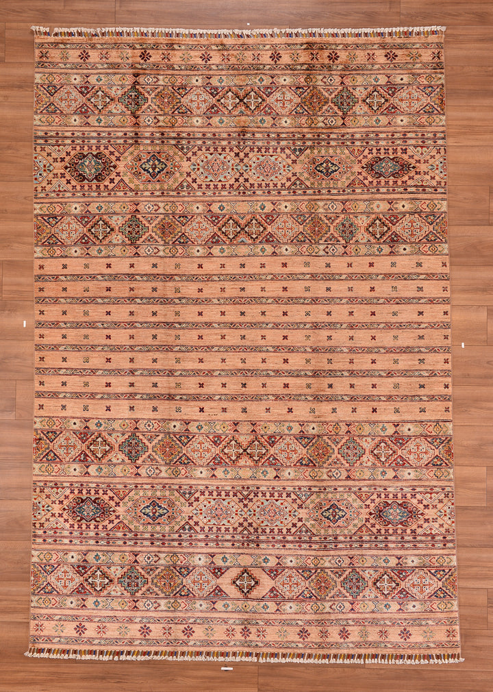 Khorjin Original Hand Woven Beige Vegetable Dyed Wool Carpet 203x295 5.99 Square Meters - 7x10 ft