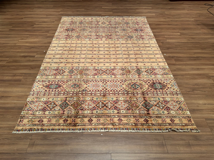 Khorjin Original Hand Woven Beige Vegetable Dyed Wool Carpet 203x295 5.99 Square Meters - 7x10 ft