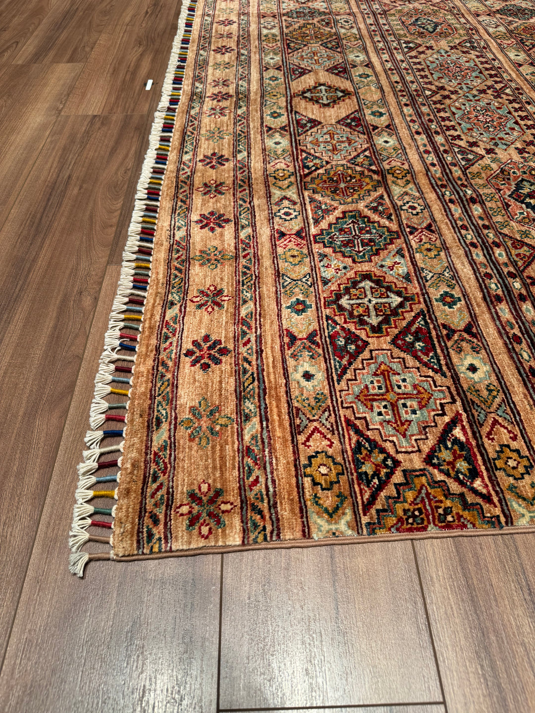 Khorjin Original Hand Woven Beige Vegetable Dyed Wool Carpet 203x295 5.99 Square Meters - 7x10 ft