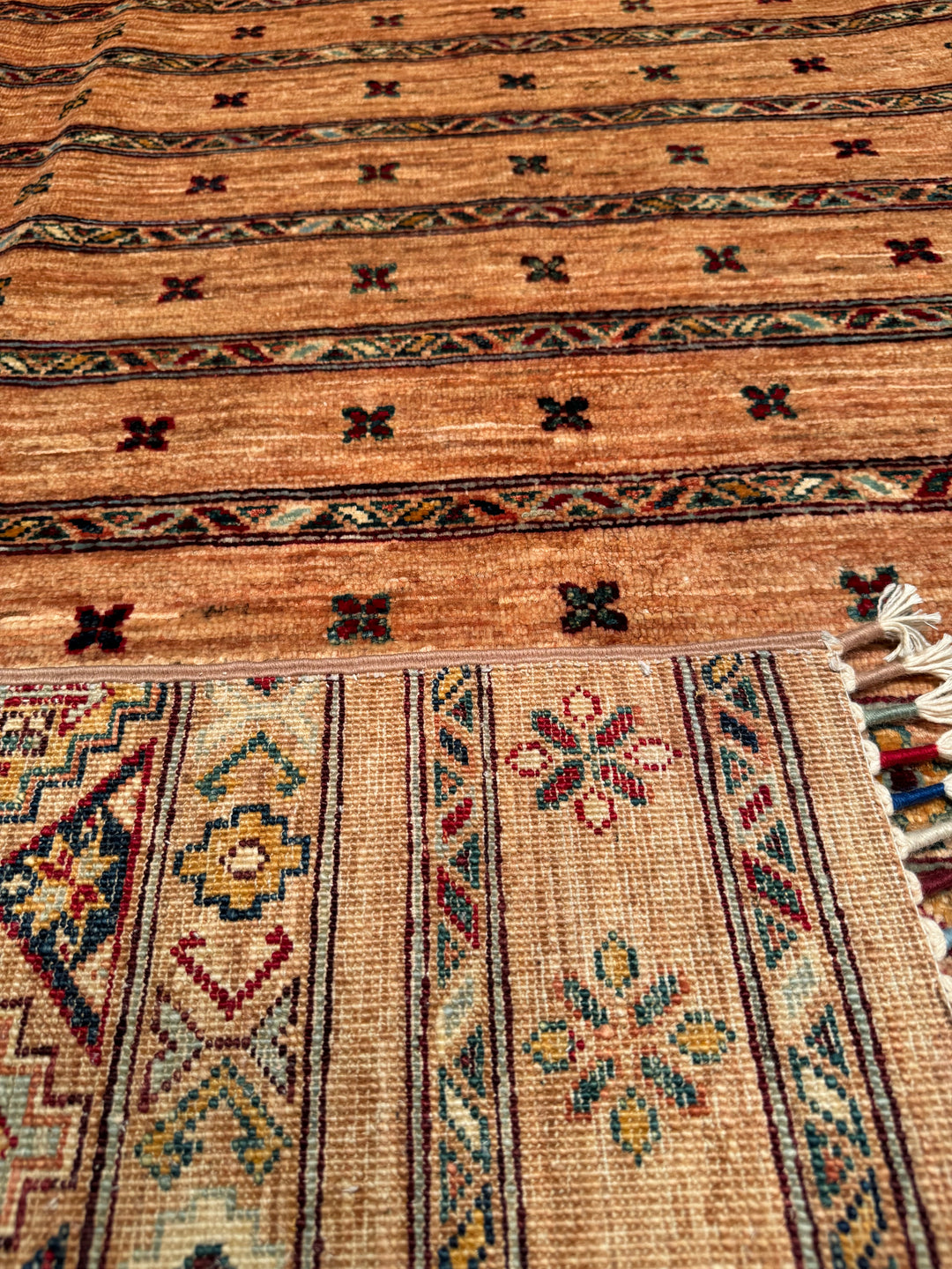 Khorjin Original Hand Woven Beige Vegetable Dyed Wool Carpet 203x295 5.99 Square Meters - 7x10 ft