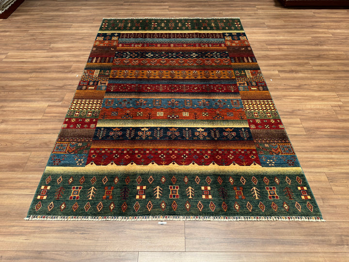 Khorjin Original Hand Woven Green Vegetable Dyed Wool Carpet 200x296 5.92 Square Meters - 7x10 ft