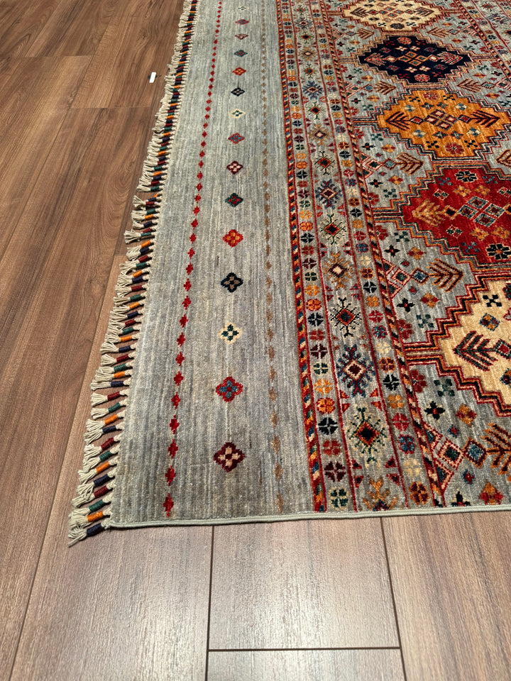 Khorjin Original Hand Woven Gray Vegetable Dyed Wool Carpet 201x298 5.99 Square Meters - 7x10 ft