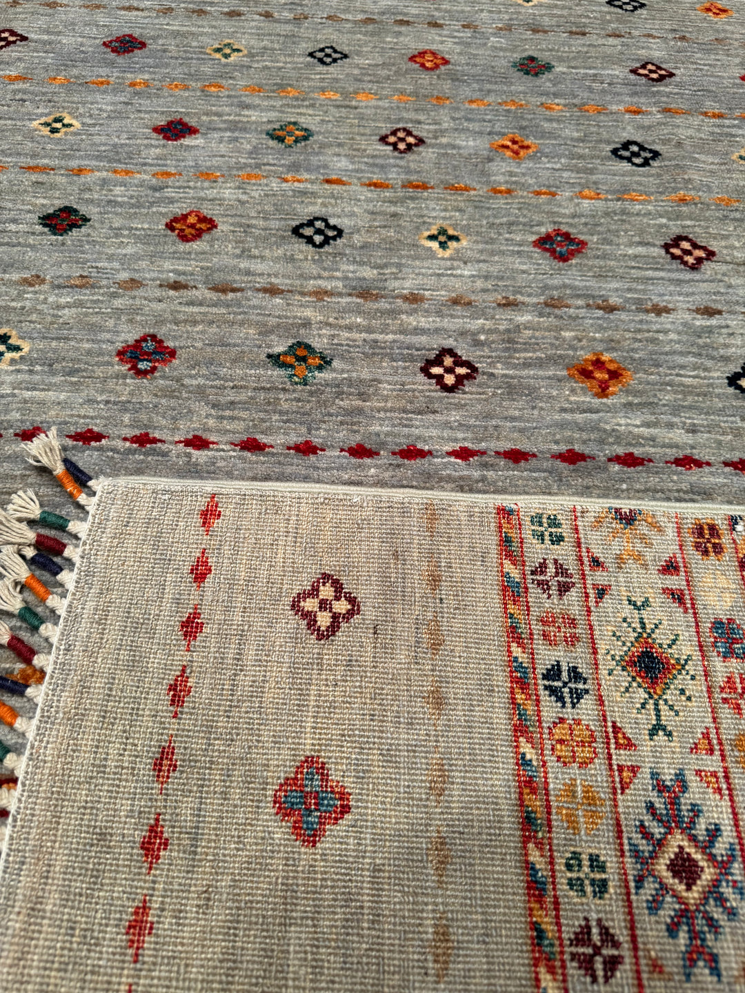 Khorjin Original Hand Woven Gray Vegetable Dyed Wool Carpet 201x298 5.99 Square Meters - 7x10 ft