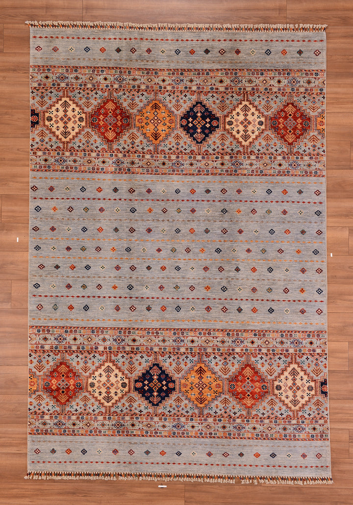 Khorjin Original Hand Woven Gray Vegetable Dyed Wool Carpet 201x298 5.99 Square Meters - 7x10 ft