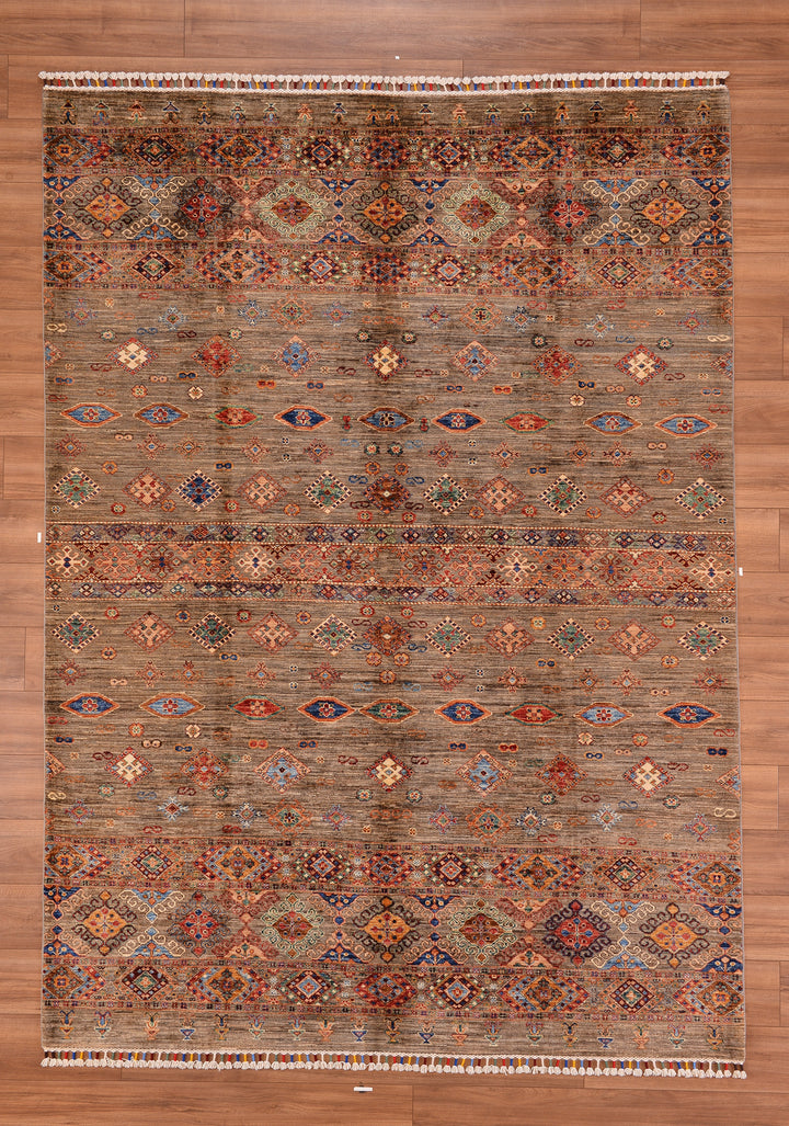 Khorjin Original Hand Woven Beige Vegetable Dyed Wool Carpet 209x289 6.04 Square Meters - 7x10 ft