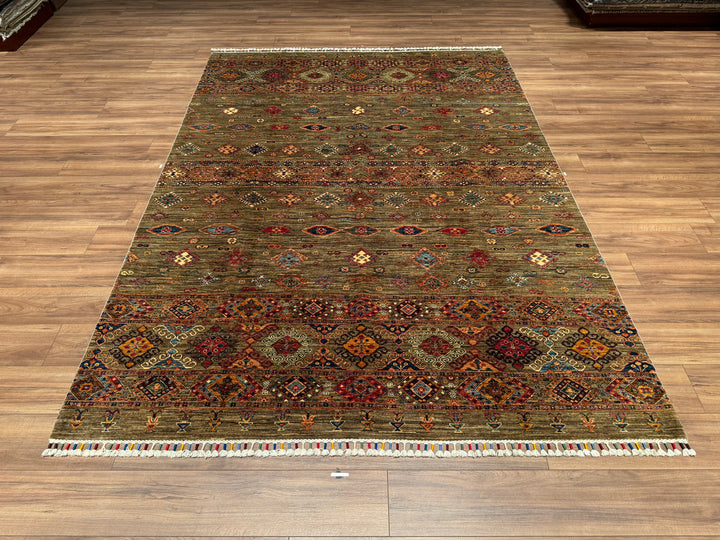 Khorjin Original Hand Woven Beige Vegetable Dyed Wool Carpet 209x289 6.04 Square Meters - 7x10 ft