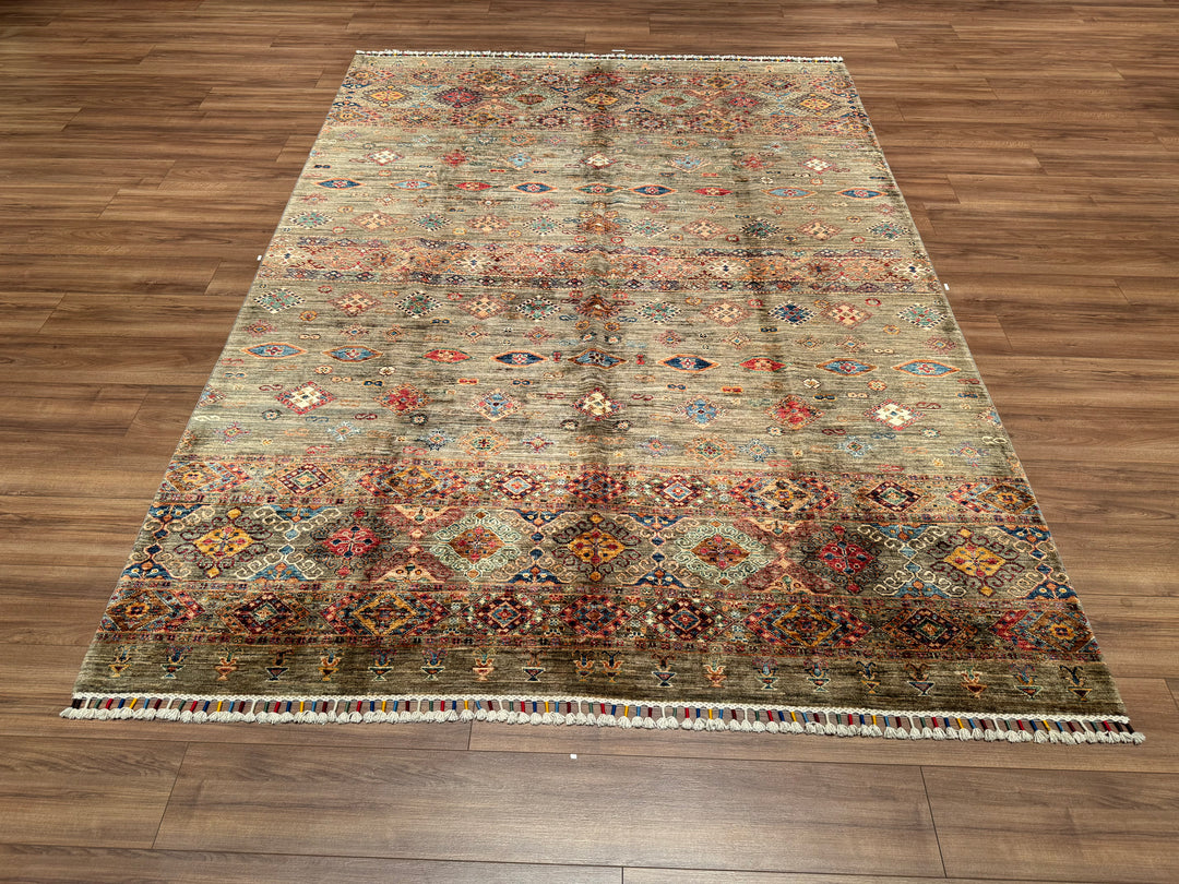 Khorjin Original Hand Woven Beige Vegetable Dyed Wool Carpet 209x289 6.04 Square Meters - 7x10 ft