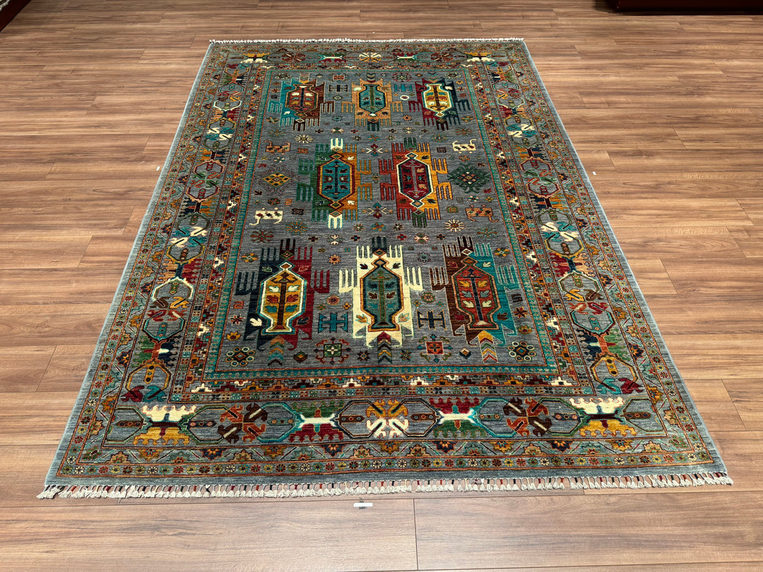 Veziri Original Hand Woven Gray Vegetable Dyed Wool Carpet 205x288 5.90 Square Meters - 6x9 ft