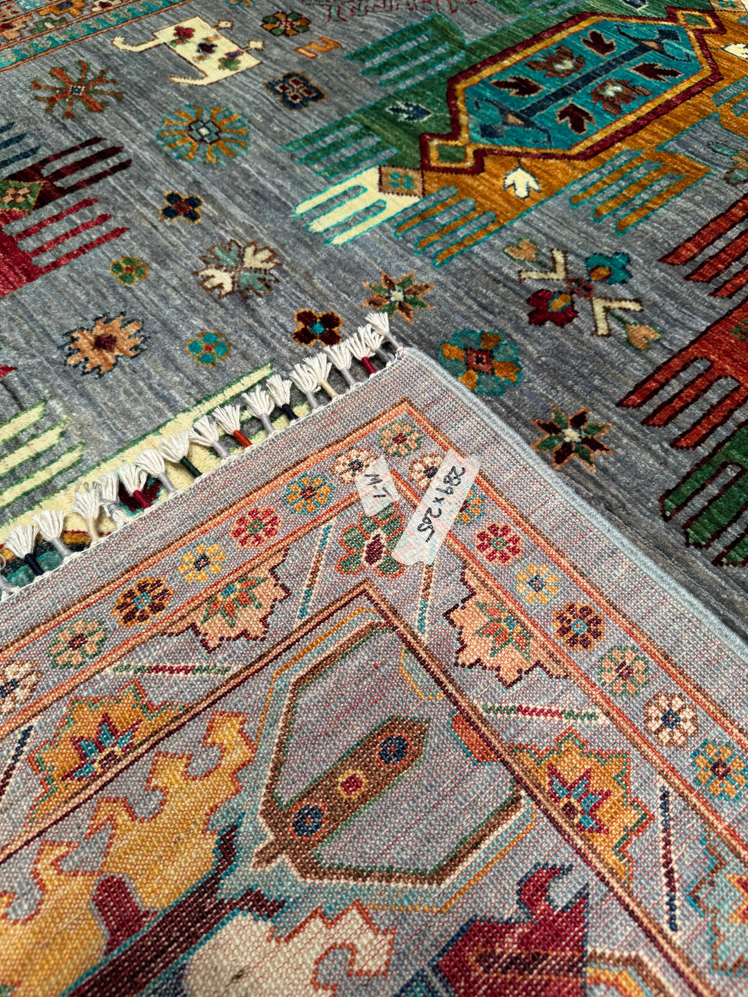 Veziri Original Hand Woven Gray Vegetable Dyed Wool Carpet 205x288 5.90 Square Meters - 6x9 ft