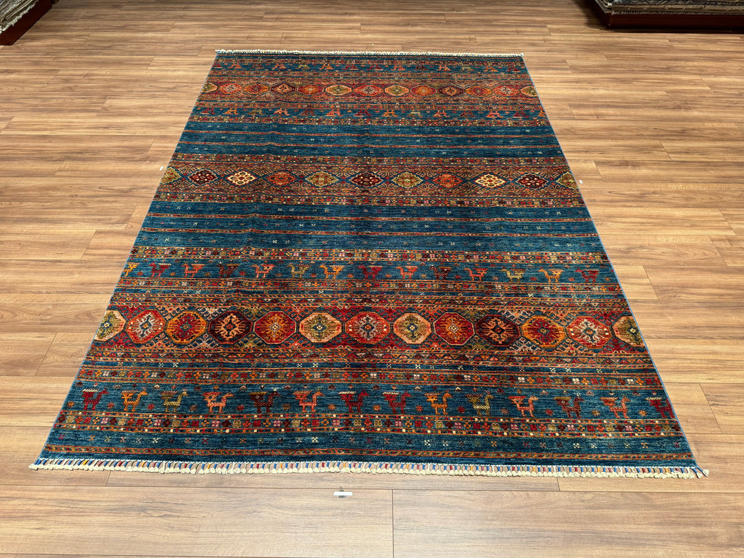 Khorjin Original Hand Woven Blue Vegetable Dyed Wool Carpet 206x284 5.85 Square Meters - 6x9 ft