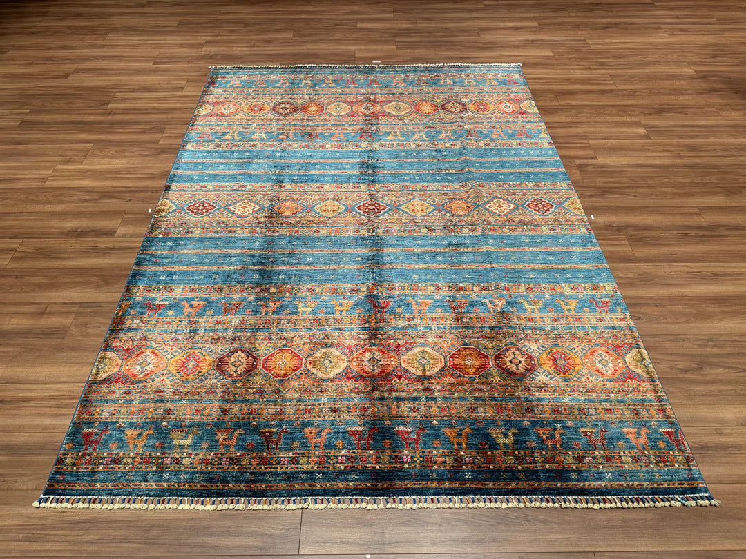 Khorjin Original Hand Woven Blue Vegetable Dyed Wool Carpet 206x284 5.85 Square Meters - 6x9 ft