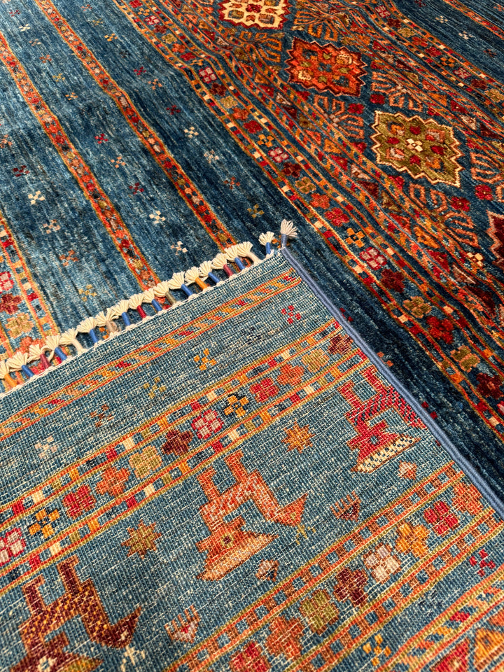 Khorjin Original Hand Woven Blue Vegetable Dyed Wool Carpet 206x284 5.85 Square Meters - 6x9 ft