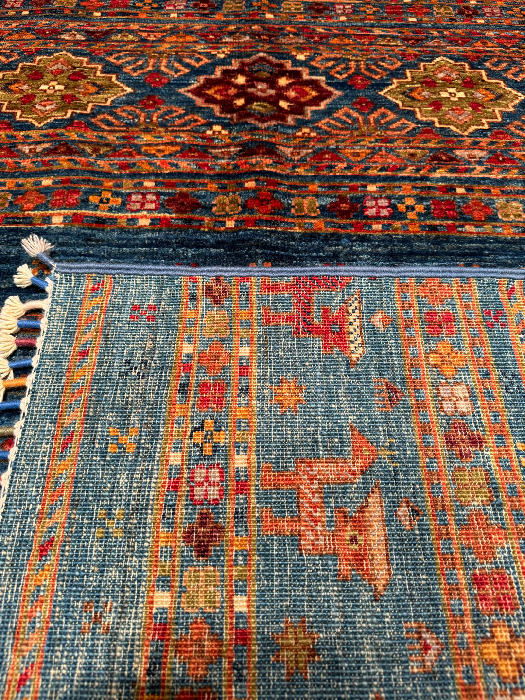 Khorjin Original Hand Woven Blue Vegetable Dyed Wool Carpet 206x284 5.85 Square Meters - 6x9 ft