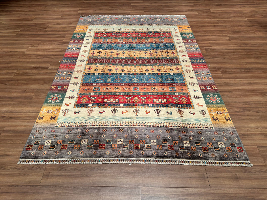 Khorjin Original Hand Woven Gray Vegetable Dyed Wool Carpet 205x300 6.15 Square Meters - 7x10 ft