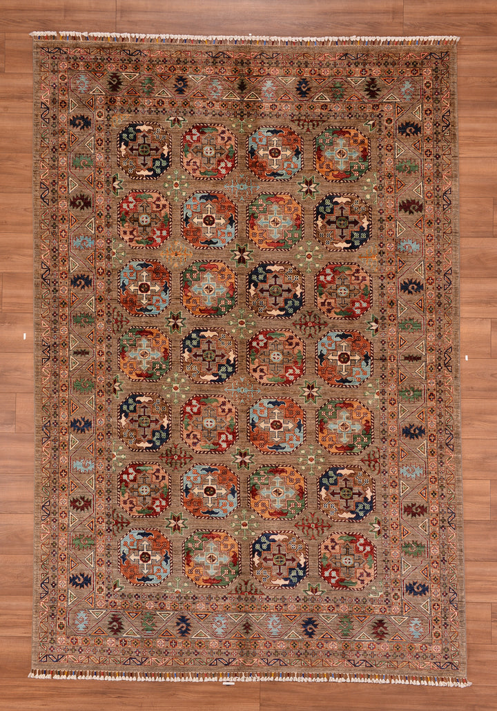 Veziri Original Hand Woven Beige Vegetable Dyed Wool Carpet 203x300 6.09 Square Meters - 7x10 ft