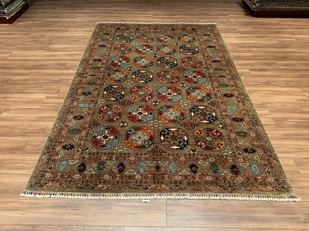 Veziri Original Hand Woven Beige Vegetable Dyed Wool Carpet 203x300 6.09 Square Meters - 7x10 ft