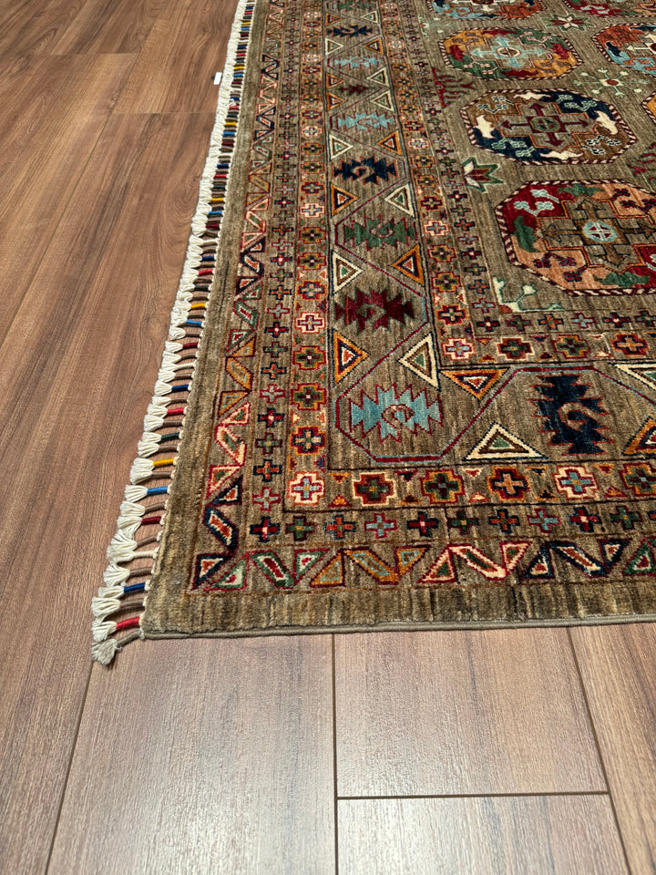 Veziri Original Hand Woven Beige Vegetable Dyed Wool Carpet 203x300 6.09 Square Meters - 7x10 ft