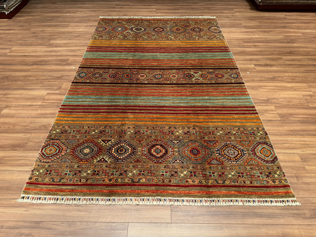 Khorjin Orjinal El Dokuması Bej Kök Boya Yün Halı 197x307 6.05 Metrekare - 7x10 ft