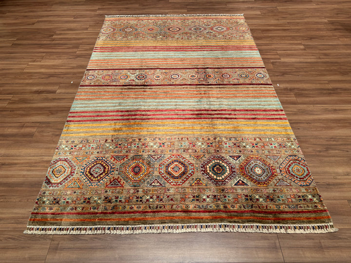 Khorjin Orjinal El Dokuması Bej Kök Boya Yün Halı 197x307 6.05 Metrekare - 7x10 ft