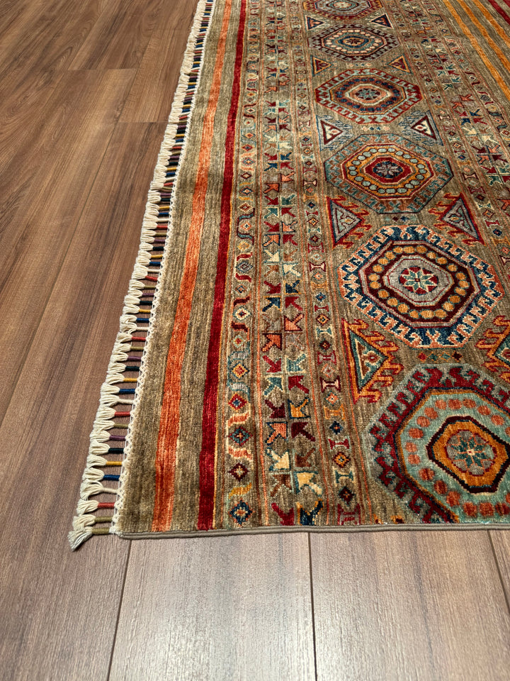 Khorjin Original Hand Woven Beige Vegetable Dyed Wool Carpet 197x307 6.05 Square Meters - 7x10 ft