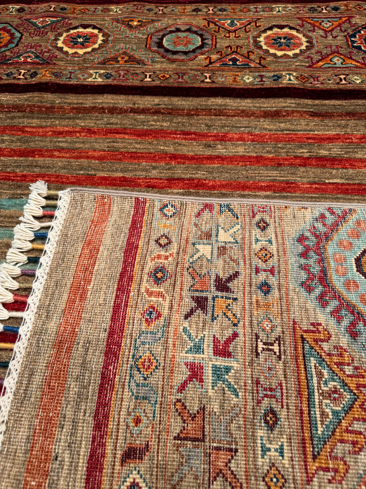 Khorjin Original Hand Woven Beige Vegetable Dyed Wool Carpet 197x307 6.05 Square Meters - 7x10 ft