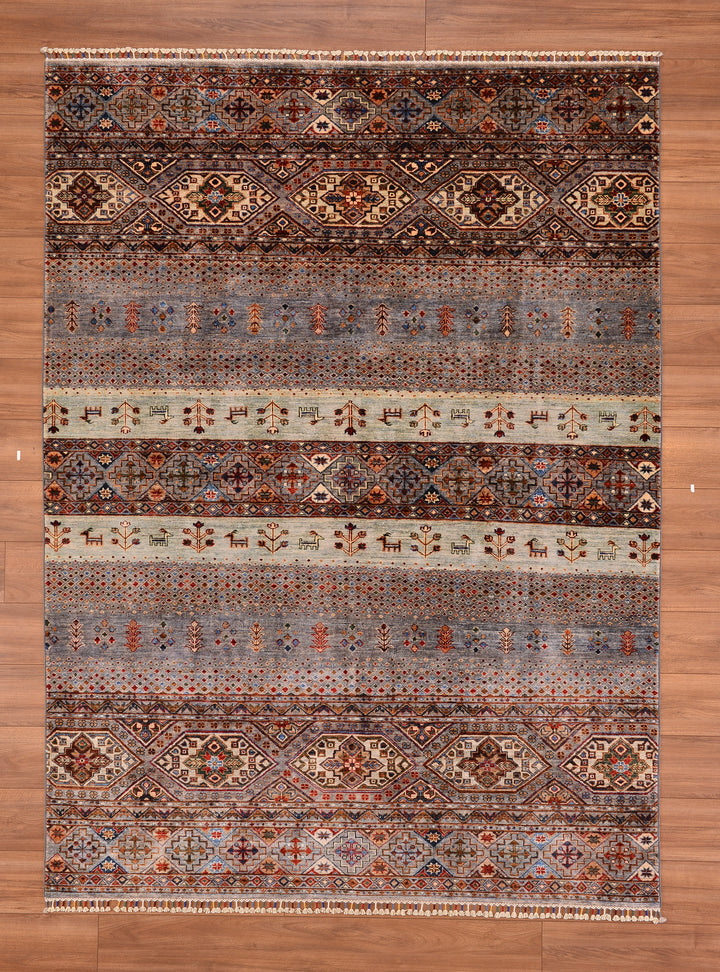 Khorjin Original Hand Woven Gray Vegetable Dyed Wool Carpet 194x263 5.10 Square Meters - 6x9 ft