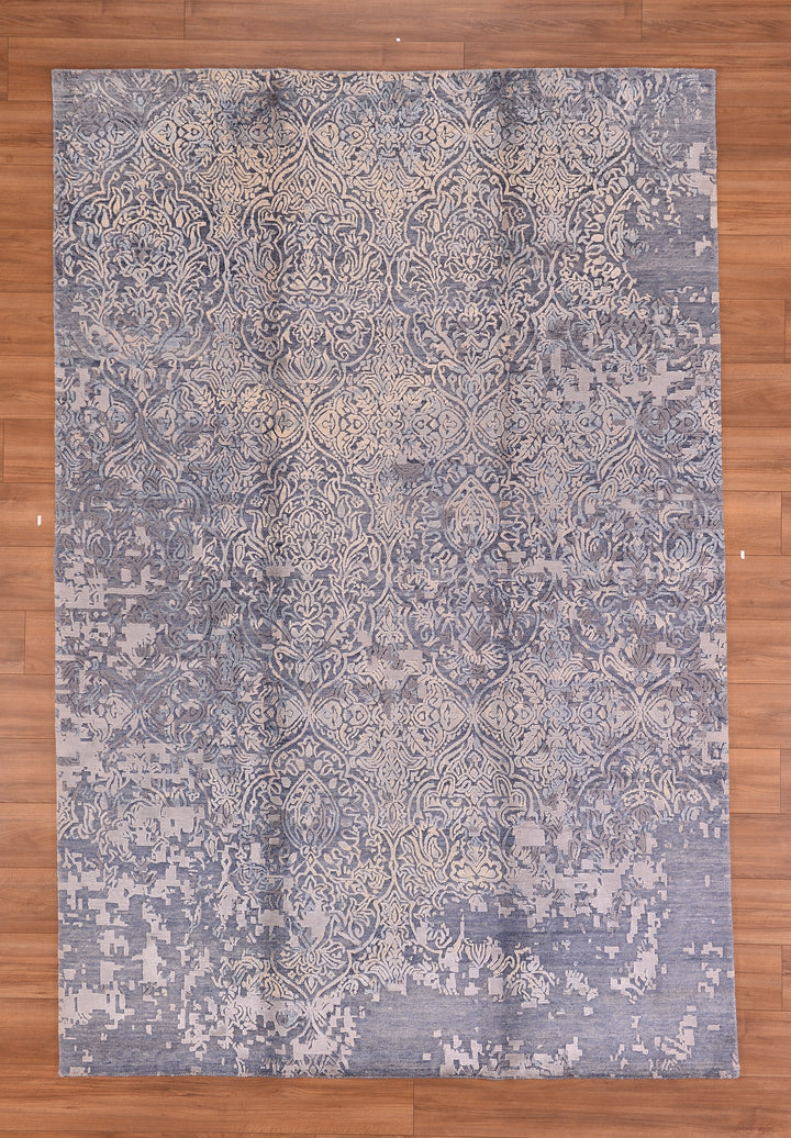 New Diamond Original Hand Woven Gray Wool Bamboo Carpet 200x301 6.02 Square Meters - 6x10 ft