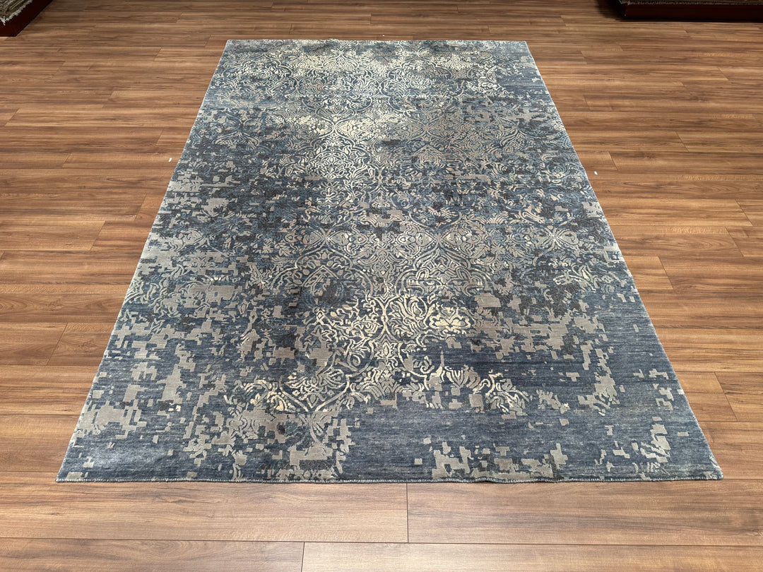 New Diamond Original Hand Woven Gray Wool Bamboo Carpet 200x301 6.02 Square Meters - 6x10 ft