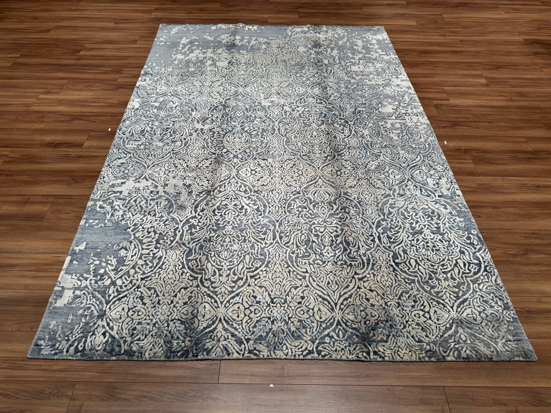 New Diamond Original Hand Woven Gray Wool Bamboo Carpet 200x301 6.02 Square Meters - 6x10 ft