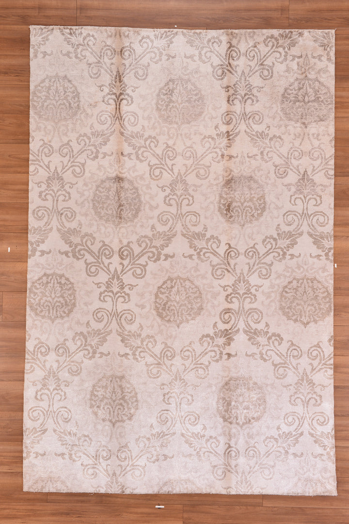 New Diamond Original Hand Woven Cream Wool Bamboo Carpet 198x300 5.94 Square Meters - 6x10 ft