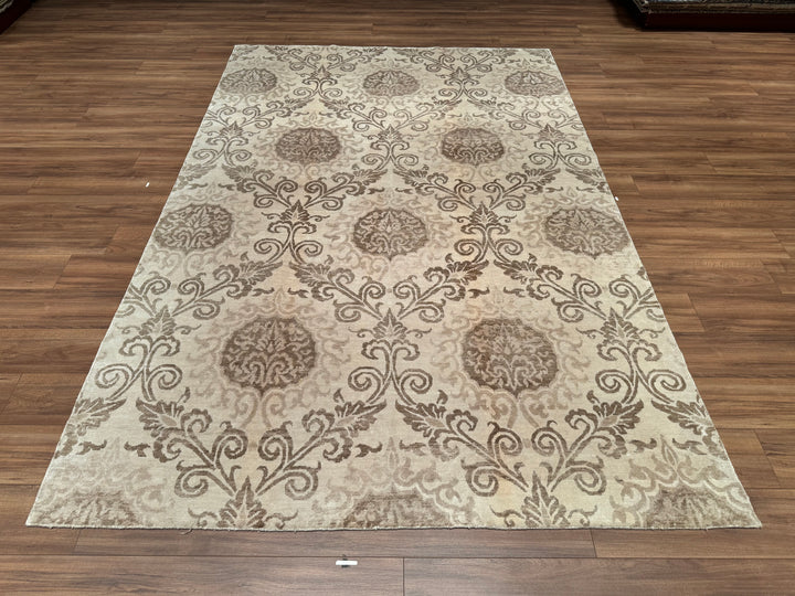 New Diamond Original Hand Woven Cream Wool Bamboo Carpet 198x300 5.94 Square Meters - 6x10 ft