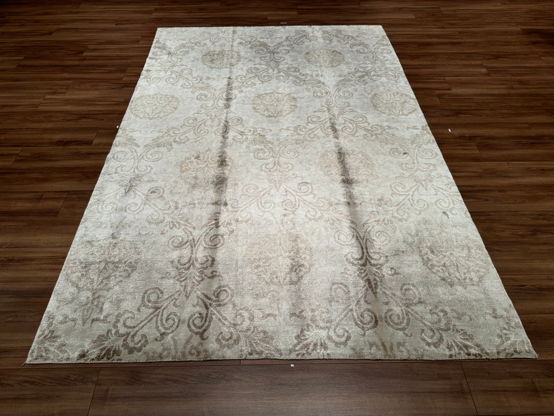 New Diamond Original Hand Woven Cream Wool Bamboo Carpet 198x300 5.94 Square Meters - 6x10 ft