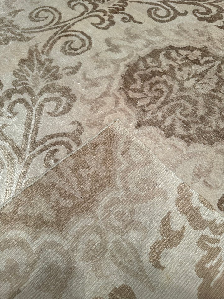 New Diamond Original Hand Woven Cream Wool Bamboo Carpet 198x300 5.94 Square Meters - 6x10 ft