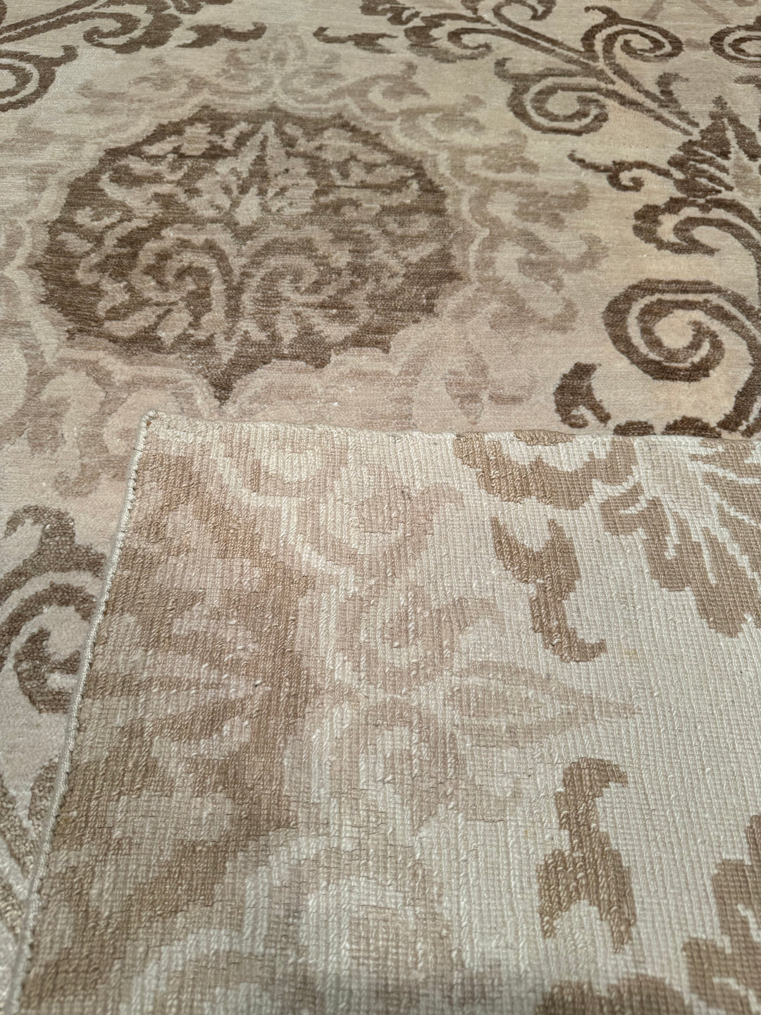 New Diamond Original Hand Woven Cream Wool Bamboo Carpet 198x300 5.94 Square Meters - 6x10 ft