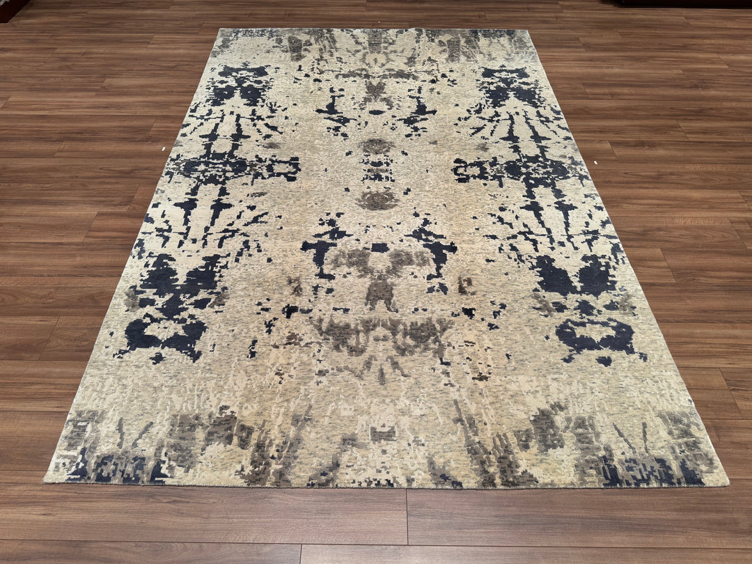 New Diamond Original Hand Woven Cream Wool Bamboo Carpet 203x303 6.15 Square Meters - 6x10 ft