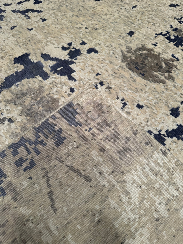 New Diamond Original Hand Woven Cream Wool Bamboo Carpet 203x303 6.15 Square Meters - 6x10 ft