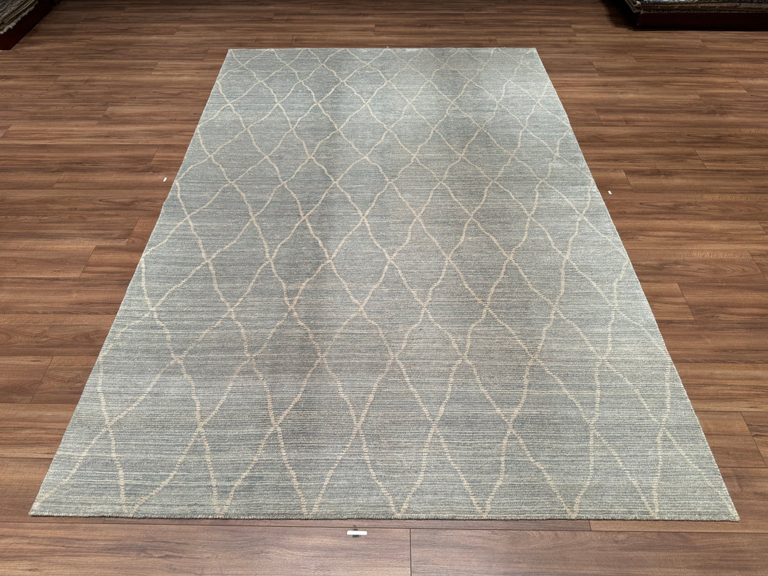 New Diamond Original Hand Woven Gray Wool Bamboo Carpet 202x302 6.10 Square Meters - 6x10 ft