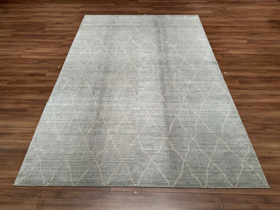 New Diamond Original Hand Woven Gray Wool Bamboo Carpet 202x302 6.10 Square Meters - 6x10 ft