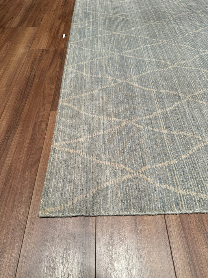 New Diamond Original Hand Woven Gray Wool Bamboo Carpet 202x302 6.10 Square Meters - 6x10 ft