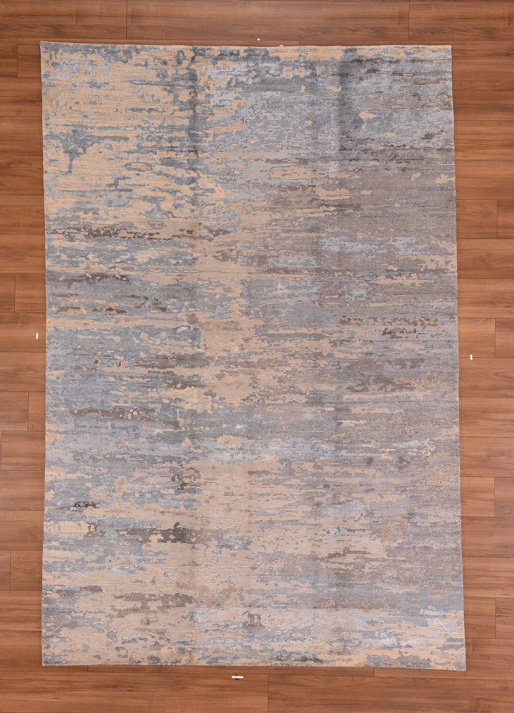 New Diamond Original Hand Woven Cream Blue Wool Bamboo Carpet 200x300 6 Square Meters - 6x10 ft