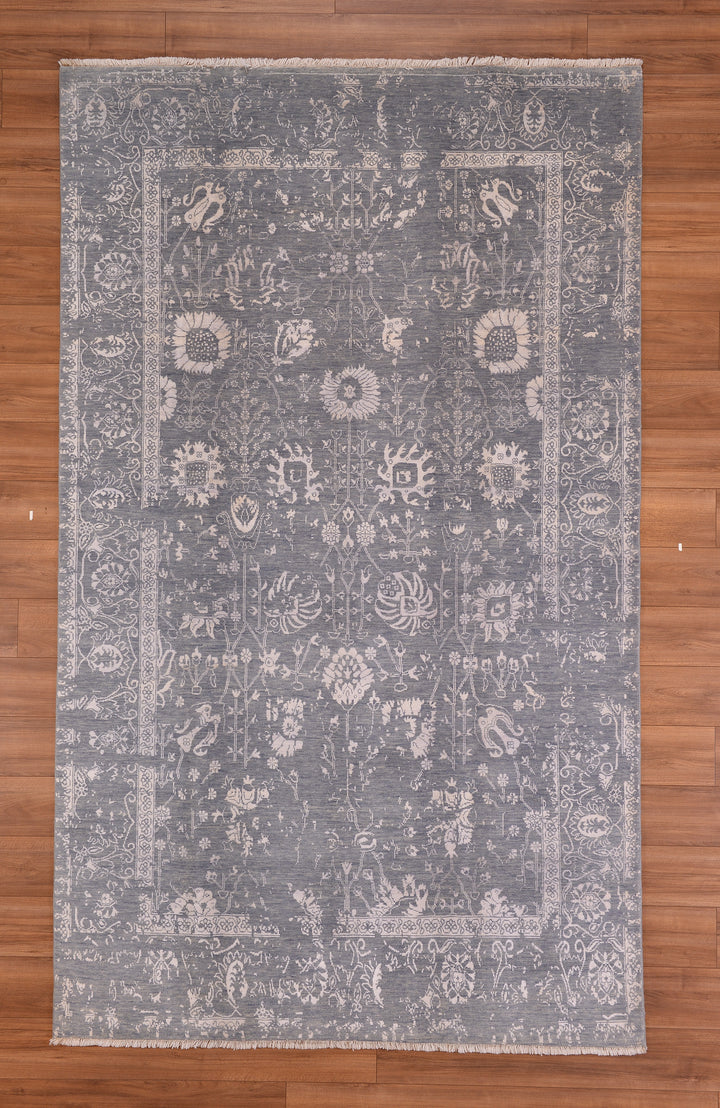 New Diamond Original Hand Woven Gray Wool Bamboo Carpet 190x314 5.97 Square Meters - 8x10 ft