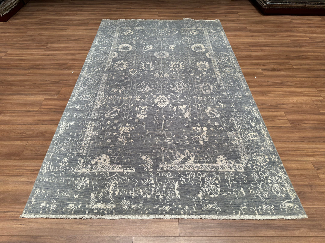 New Diamond Original Hand Woven Gray Wool Bamboo Carpet 190x314 5.97 Square Meters - 8x10 ft