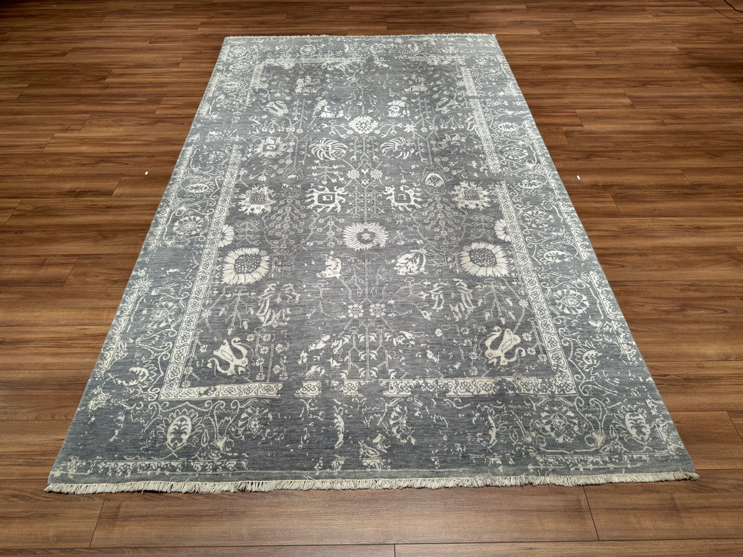 New Diamond Original Hand Woven Gray Wool Bamboo Carpet 190x314 5.97 Square Meters - 8x10 ft