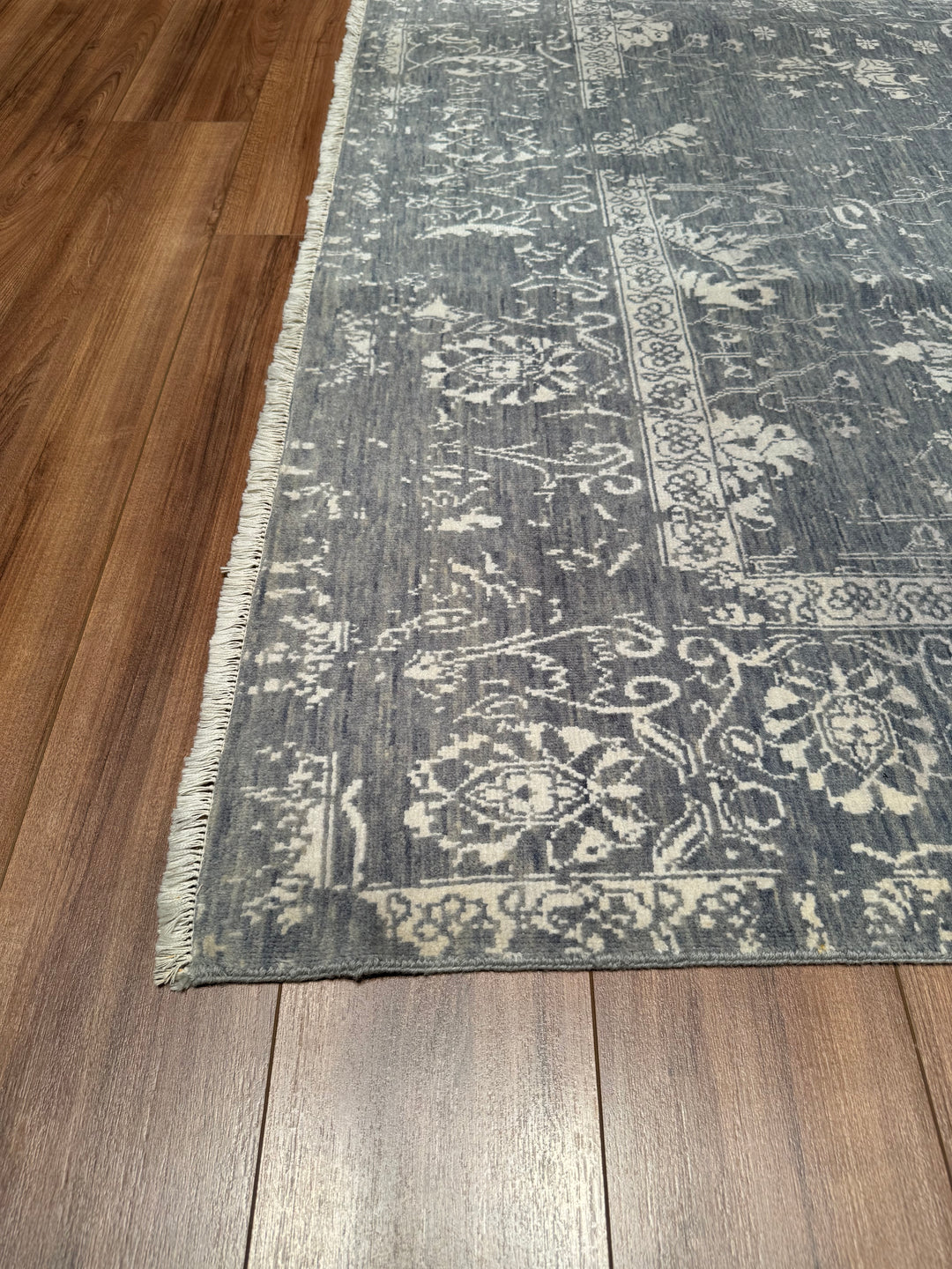 New Diamond Original Hand Woven Gray Wool Bamboo Carpet 190x314 5.97 Square Meters - 8x10 ft