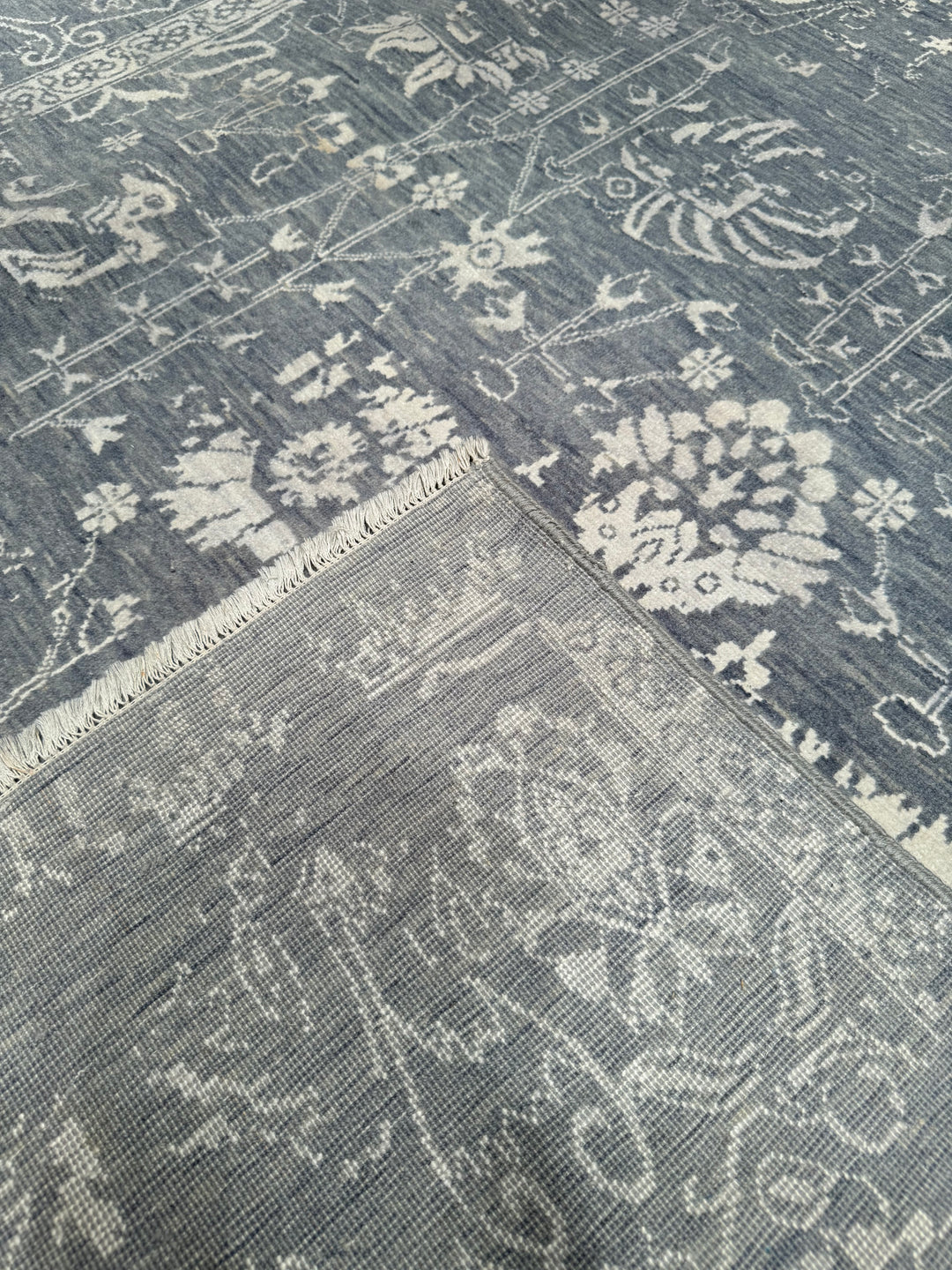 New Diamond Original Hand Woven Gray Wool Bamboo Carpet 190x314 5.97 Square Meters - 8x10 ft