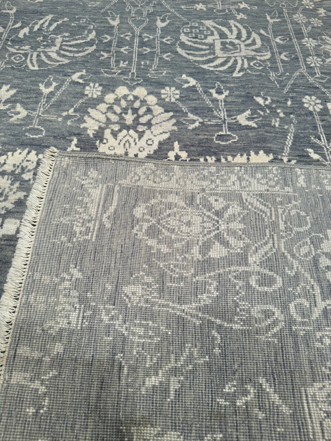 New Diamond Original Hand Woven Gray Wool Bamboo Carpet 190x314 5.97 Square Meters - 8x10 ft