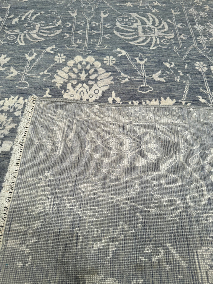 New Diamond Original Hand Woven Gray Wool Bamboo Carpet 190x314 5.97 Square Meters - 8x10 ft