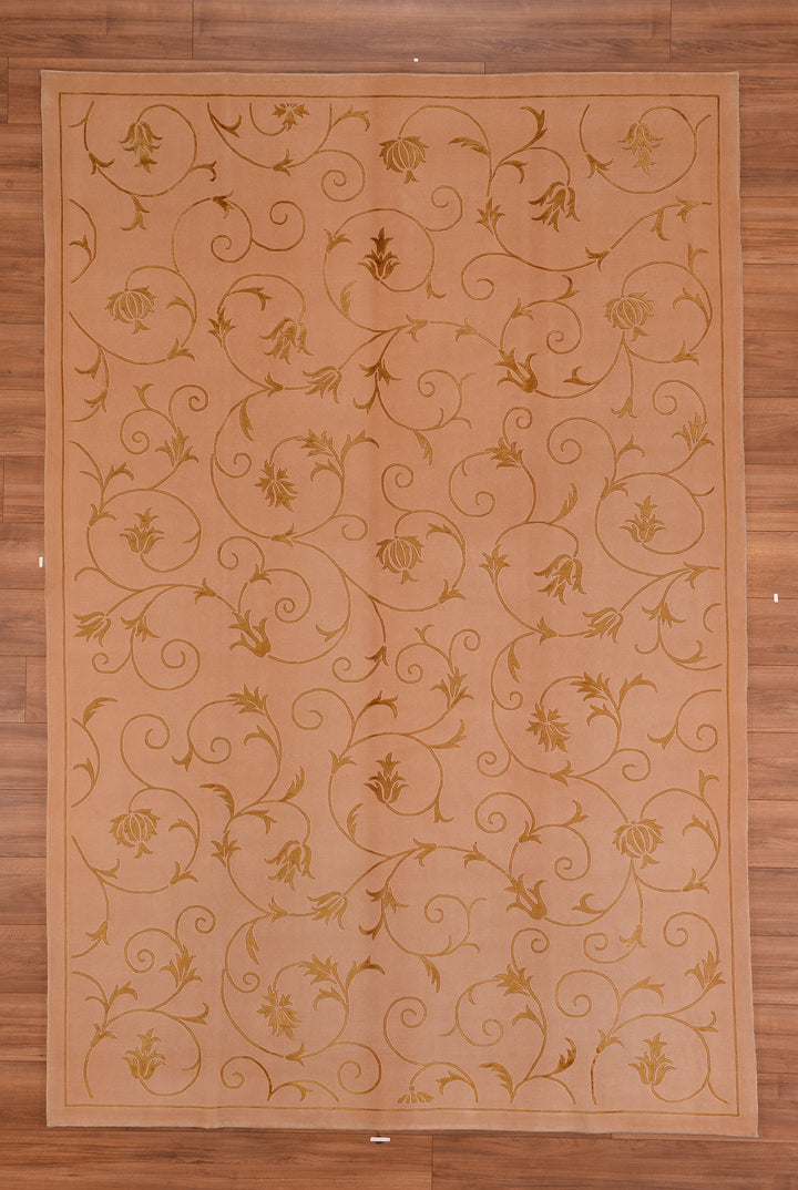 Dalyana Original Hand Woven Beige Wool Bamboo Carpet 202x303 6.12 Square Meters - 7x10 ft