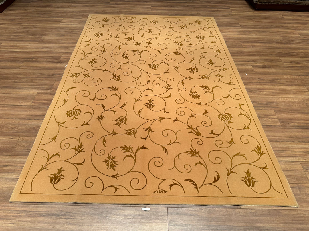 Dalyana Original Hand Woven Beige Wool Bamboo Carpet 202x303 6.12 Square Meters - 7x10 ft